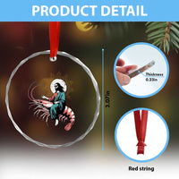 Funny Christian Prawn Crystal Glass Ornament Retro Jesus Riding A Shrimp Meme - Wonder Print Shop