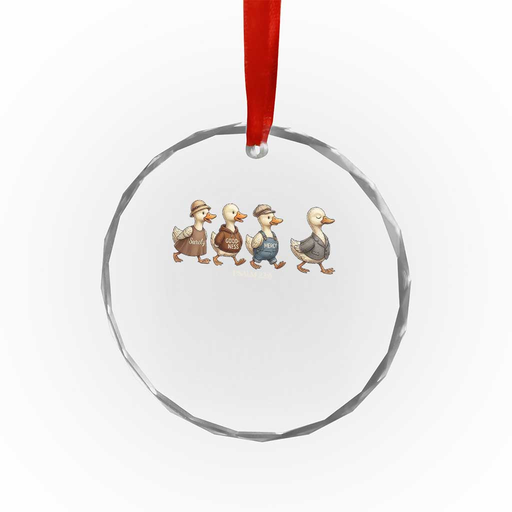 Funny Christian Psalm 23:6 Duck Pun Crystal Glass Ornament Surely Goodness and Mercy Cute Bible Humor Gift