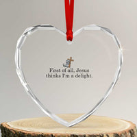 Funny Christian Raccoon Heart Crystal Glass Ornament Sarcastic Jesus Thinks I'm A Delight