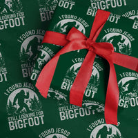 Funny Christian Sasquatch Wrapping Paper Roll I Found Jesus Still Looking for Bigfoot Vintage Distressed Graphic