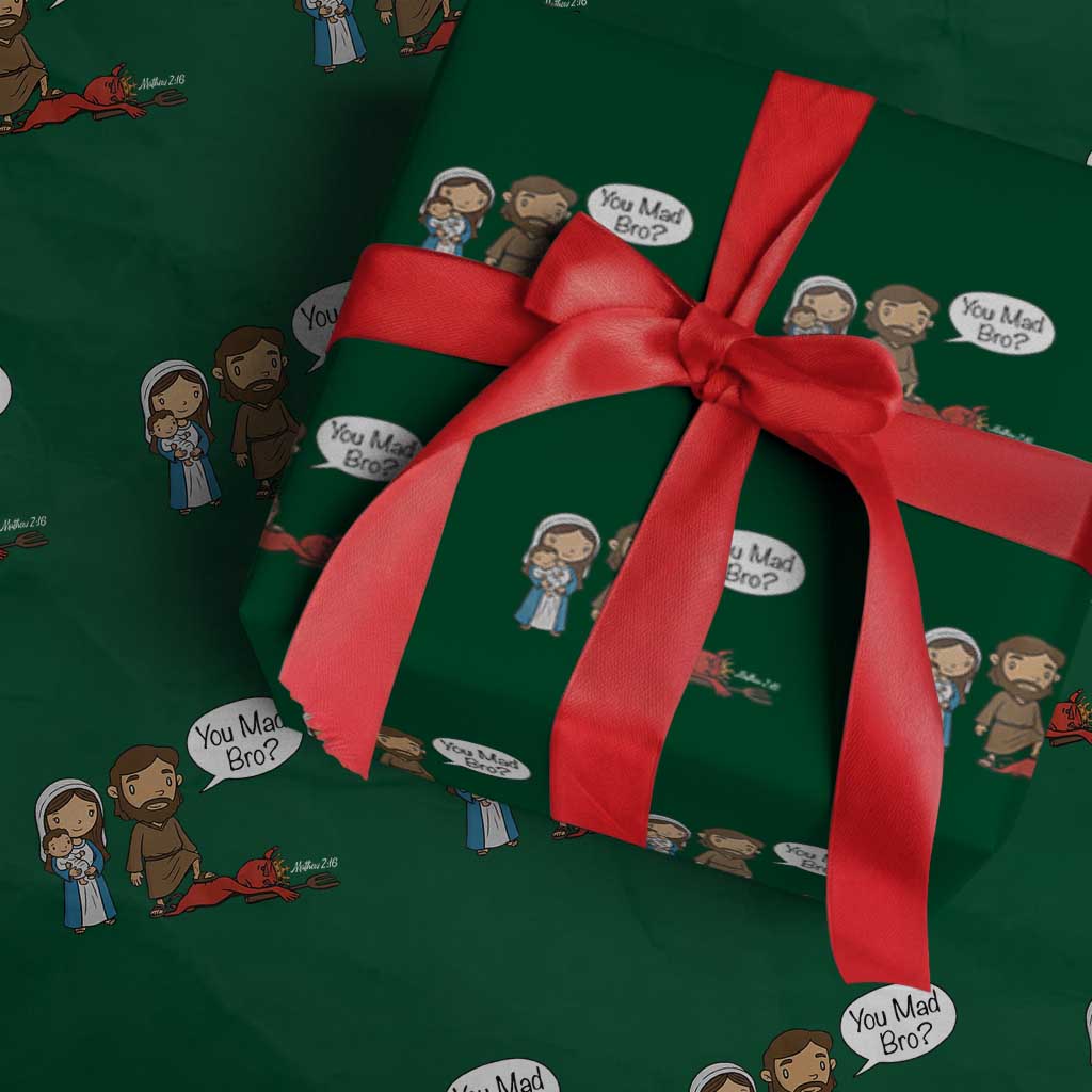 Funny Christian Wrapping Paper Roll You Mad Bro Matthew 2:16 - Wonder Print Shop