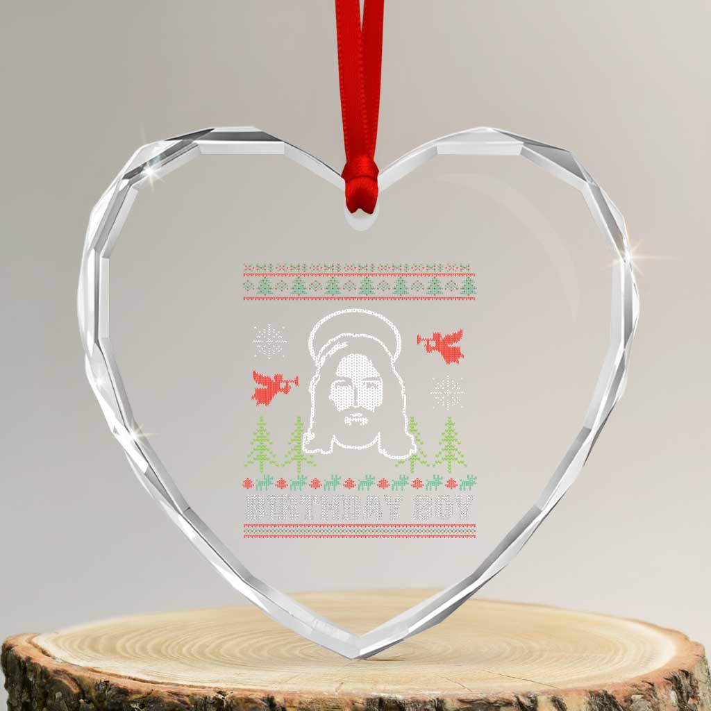 Funny Christian Xmas Heart Crystal Glass Ornament Birthday Boy Jesus God Xmas Tree Angels - Wonder Print Shop
