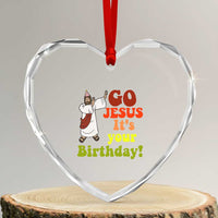 Funny Christian Xmas Heart Crystal Glass Ornament Go Jesus It's Your Birthday - Wonder Print Shop