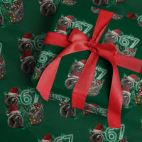 Funny Christmas 67 Meme Racoon Wrapping Paper Roll Howling at The Moon - Wonder Print Shop