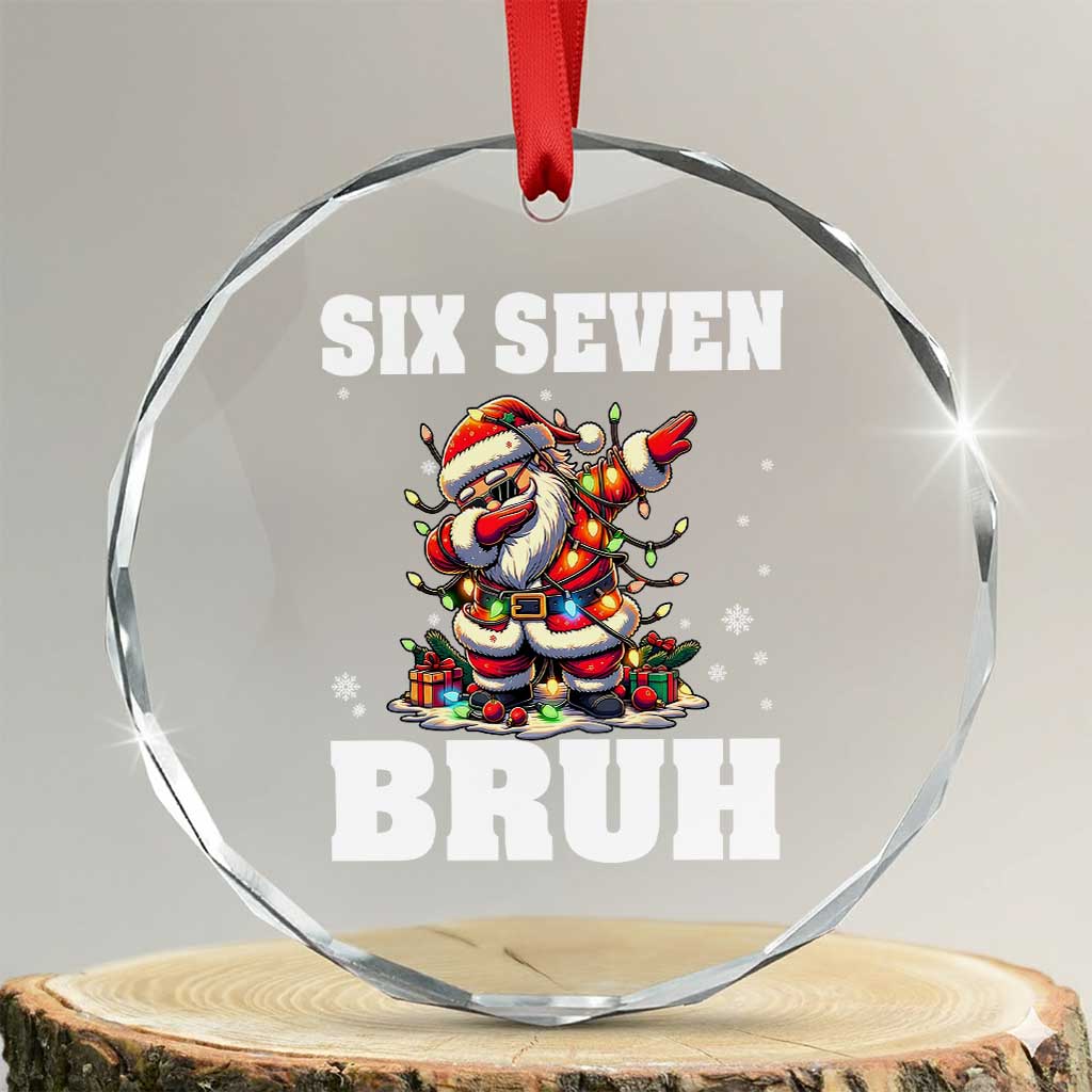 Funny Christmas 67 Six Seven Bruh Crystal Glass Ornament Dabbing Santa - Wonder Print Shop