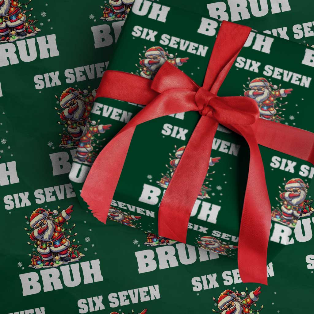 Funny Christmas 67 Six Seven Bruh Wrapping Paper Roll Dabbing Santa - Wonder Print Shop