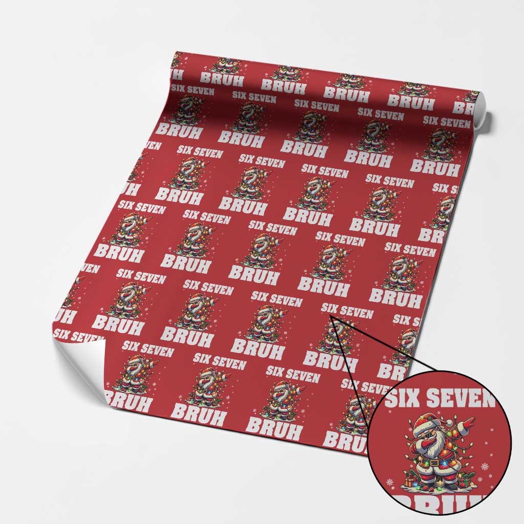 Funny Christmas 67 Six Seven Bruh Wrapping Paper Roll Dabbing Santa - Wonder Print Shop