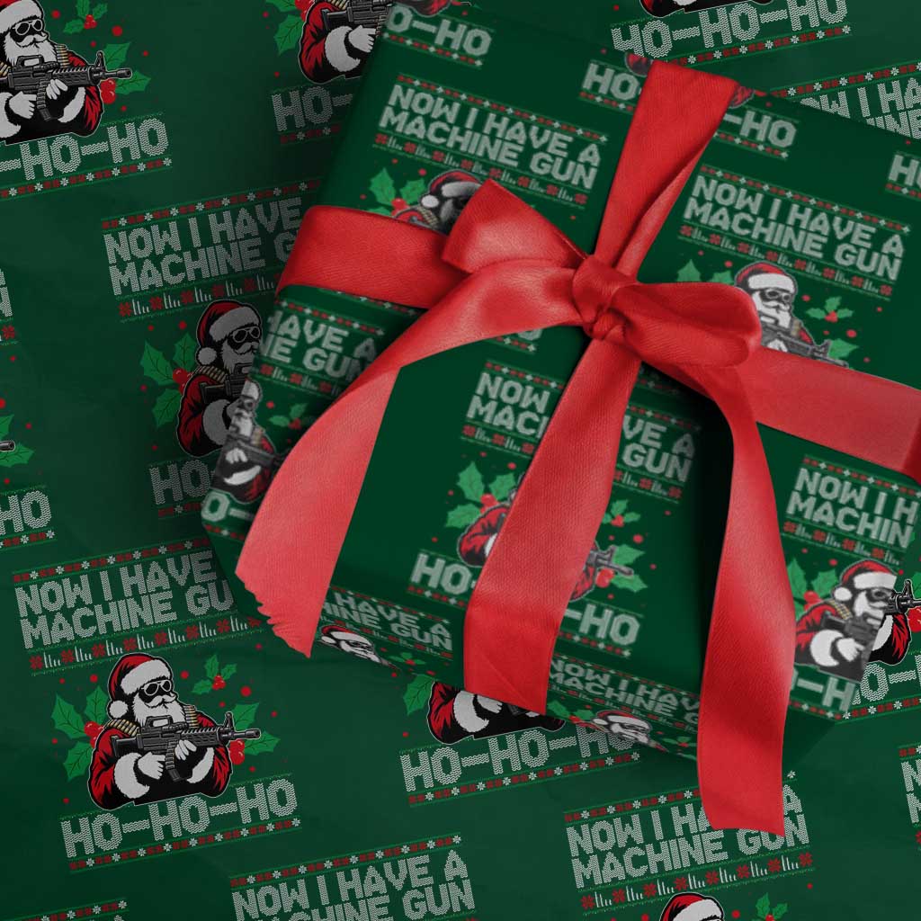 Funny Christmas 80's Die Movie Wrapping Paper Roll Now I Have A Machine Gun Ho Ho Ho Gun Lover - Wonder Print Shop