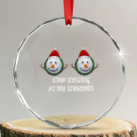 Funny Christmas Adult Humor Crystal Glass Ornament Stop Staring At My Snowmen Boobs Xmas Embarrassing - Wonder Print Shop