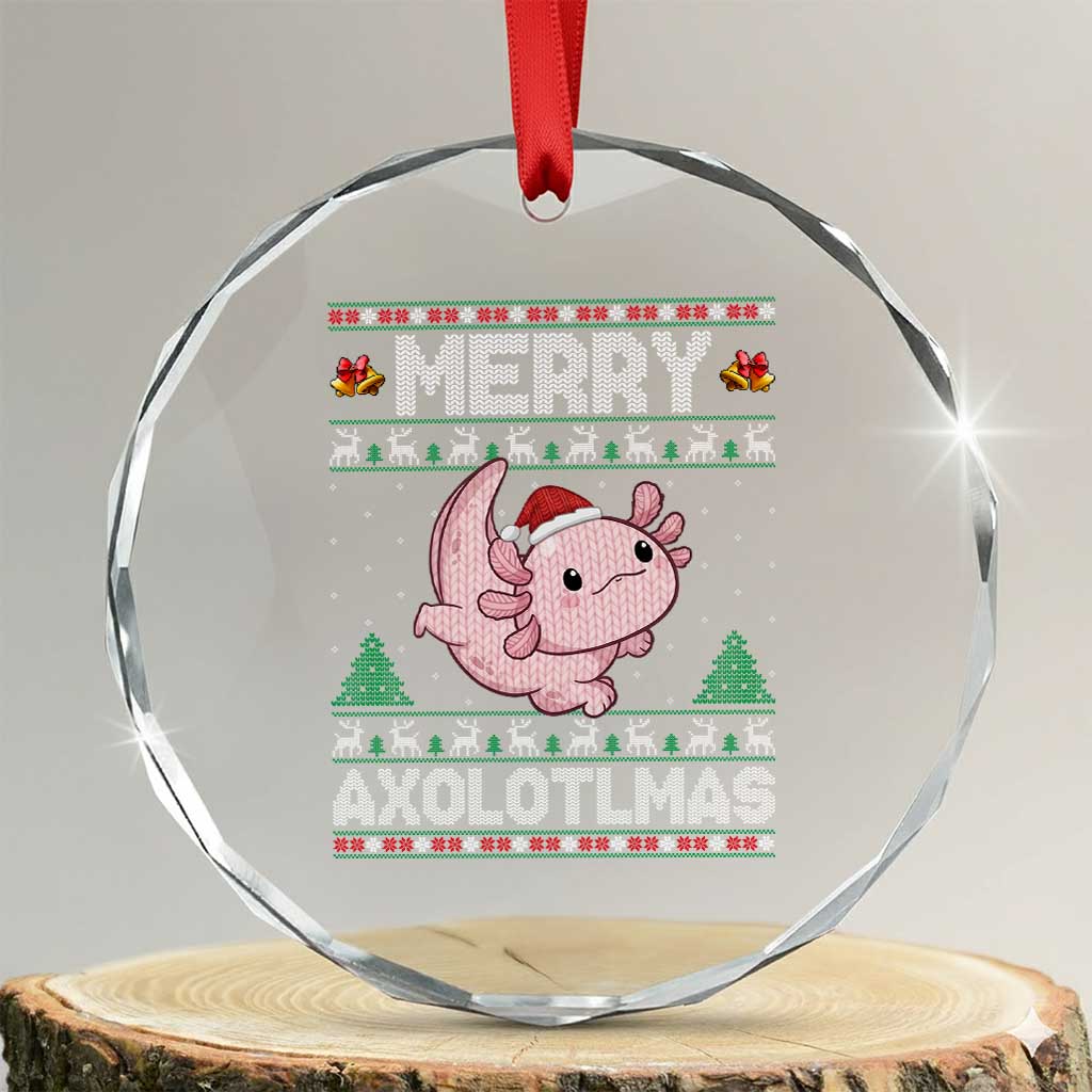 Funny Christmas Axolotl Crystal Glass Ornament Merry Axolotlmas Xmas Salamander - Wonder Print Shop