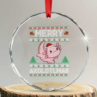 Funny Christmas Axolotl Crystal Glass Ornament Merry Axolotlmas Xmas Salamander - Wonder Print Shop