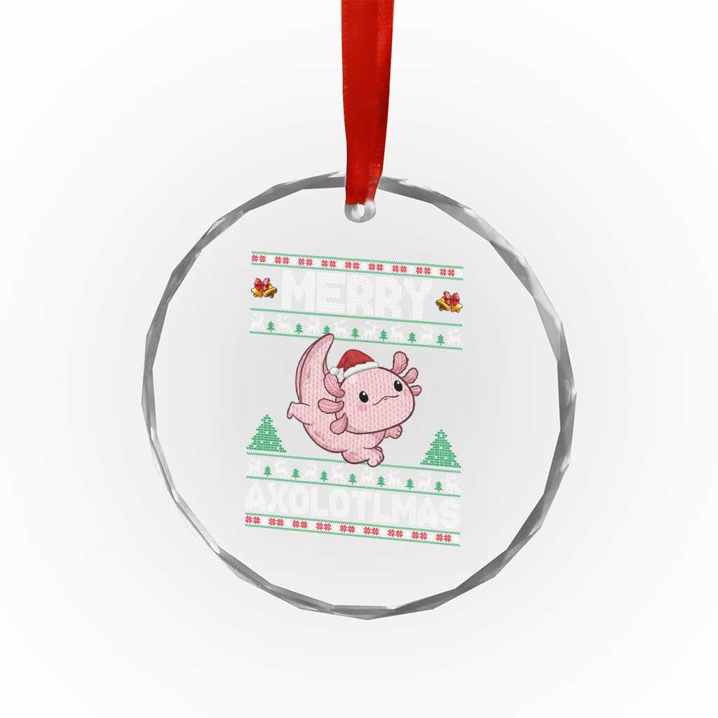 Funny Christmas Axolotl Crystal Glass Ornament Merry Axolotlmas Xmas Salamander - Wonder Print Shop