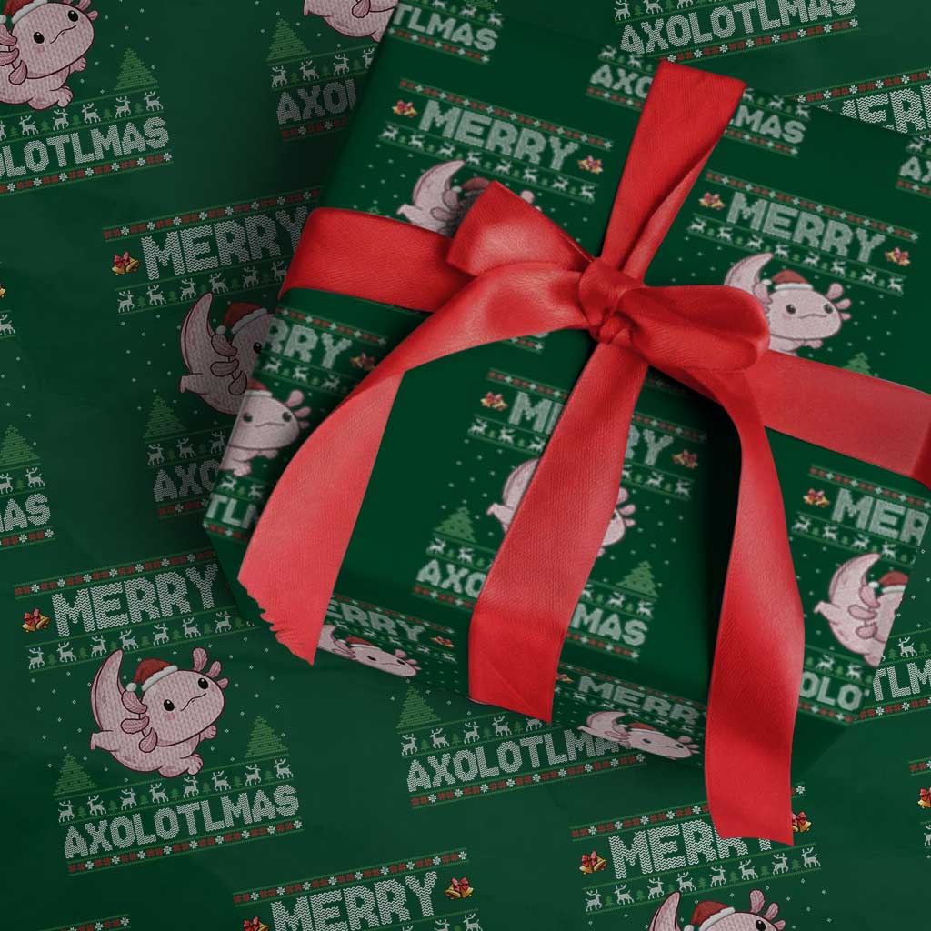 Funny Christmas Axolotl Wrapping Paper Roll Merry Axolotlmas Xmas Salamander - Wonder Print Shop
