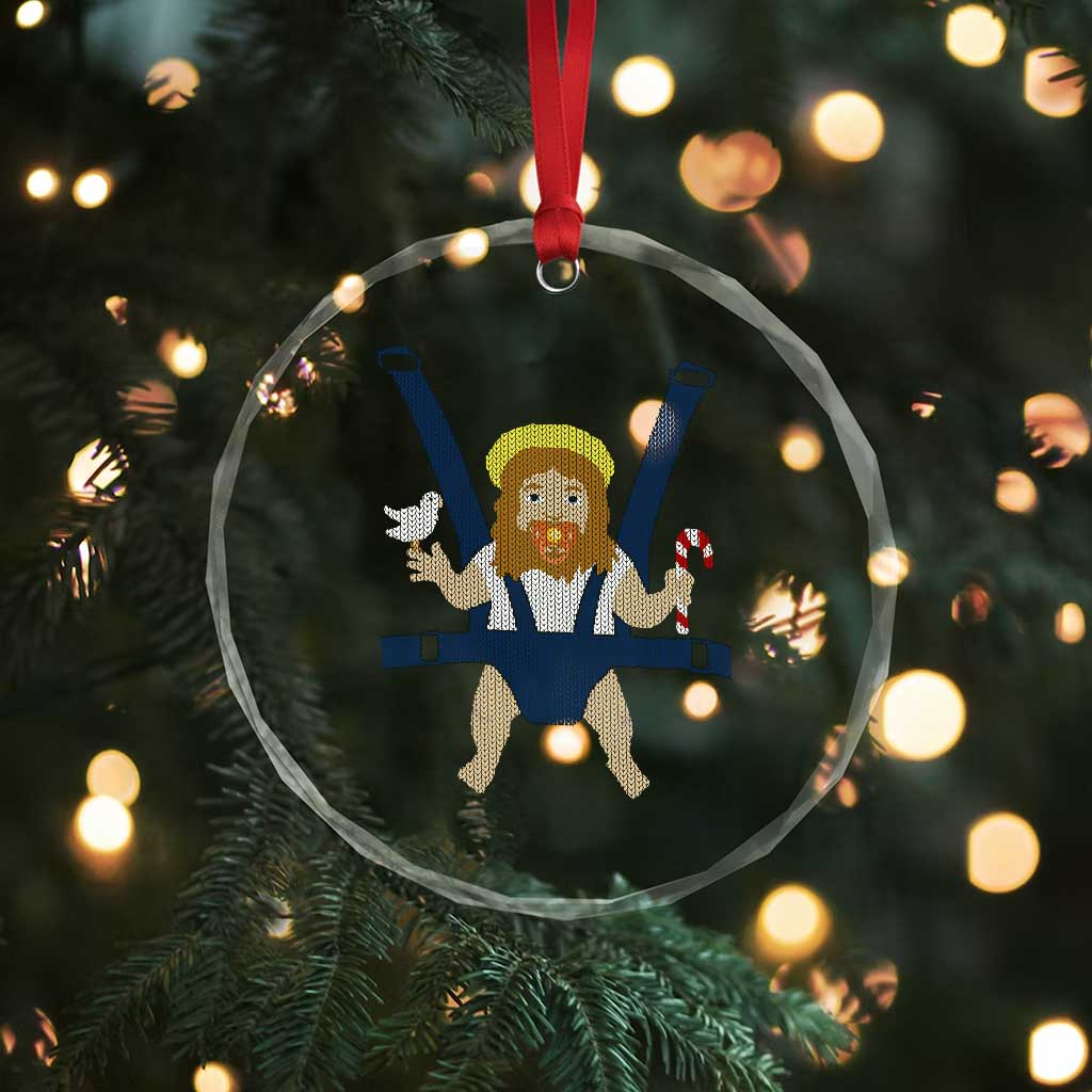 Funny Christmas Baby Jesus Crystal Glass Ornament Xmas Christian Little Boy - Wonder Print Shop