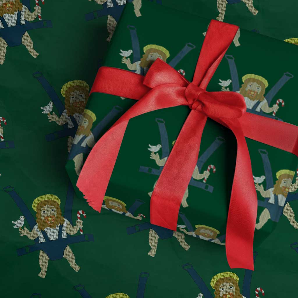Funny Christmas Baby Jesus Wrapping Paper Roll Xmas Christian Little Boy - Wonder Print Shop