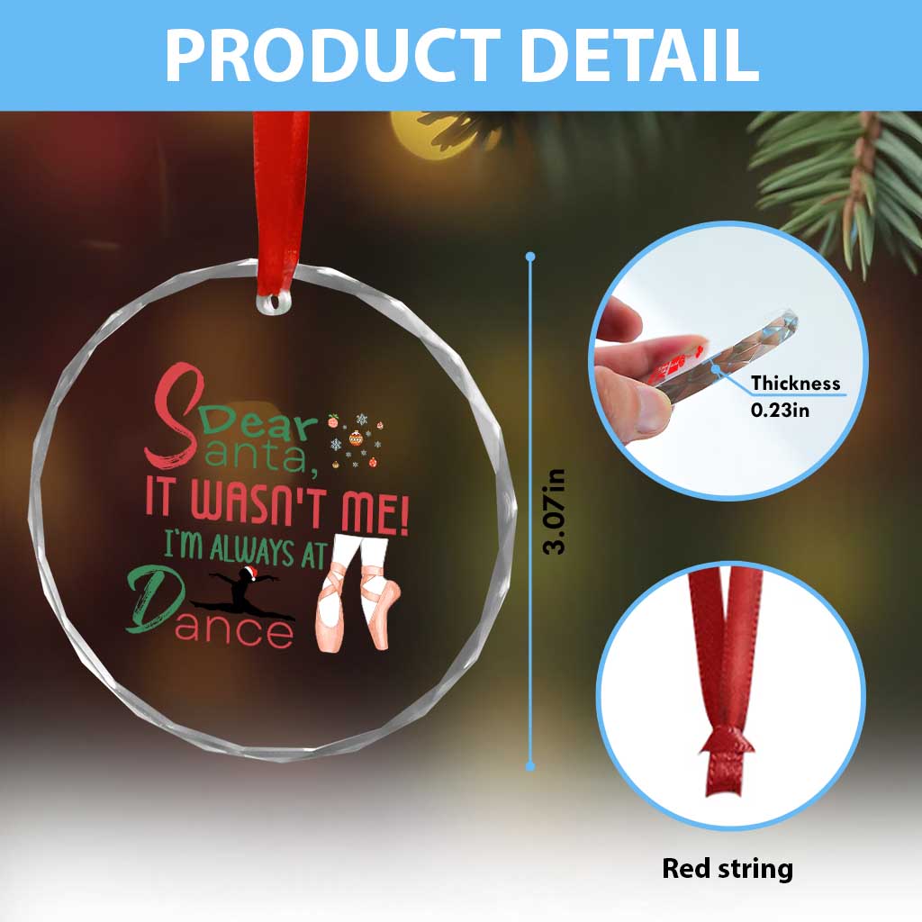 Funny Christmas Ballet Dancer Gift Crystal Glass Ornament Dear Santa It Was Not Me TS12