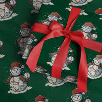 Funny Christmas Baseball Wrapping Paper Roll Cute Snowman Baseball Players Santa Hat - Wonder Print Shop