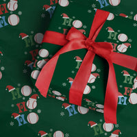 Funny Christmas Baseball Wrapping Paper Roll Triple Ho Sport Santa Hat - Wonder Print Shop