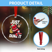 Funny Christmas Basketball Crystal Glass Ornament Just Dunk It Xmas Santa Sport - Wonder Print Shop