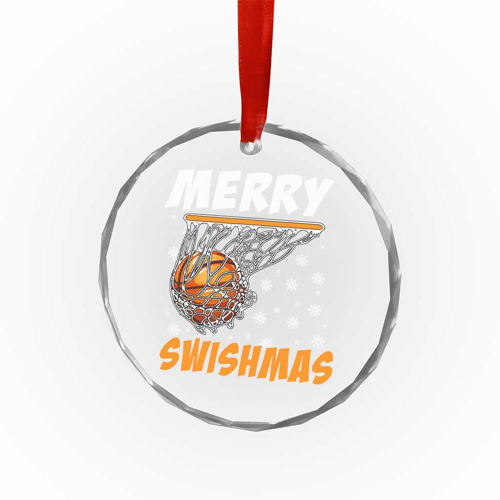 Funny Christmas Basketball Crystal Glass Ornament Merry Swishmas Xmas Swish Technique - Wonder Print Shop