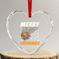 Funny Christmas Basketball Heart Crystal Glass Ornament Merry Swishmas Xmas Swish Technique - Wonder Print Shop