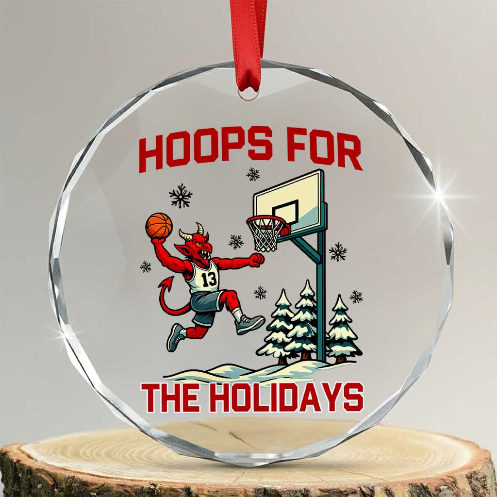 Funny Christmas Basketball Jersey Devil Crystal Glass Ornament Hoops For The Holidays TS12
