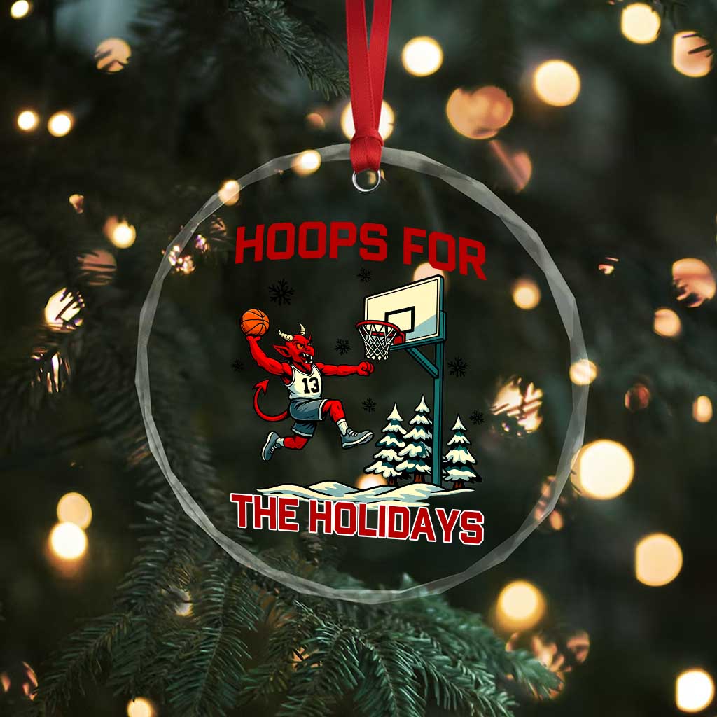 Funny Christmas Basketball Jersey Devil Crystal Glass Ornament Hoops For The Holidays TS12