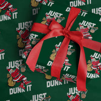 Funny Christmas Basketball Wrapping Paper Roll Just Dunk It Xmas Santa Sport - Wonder Print Shop