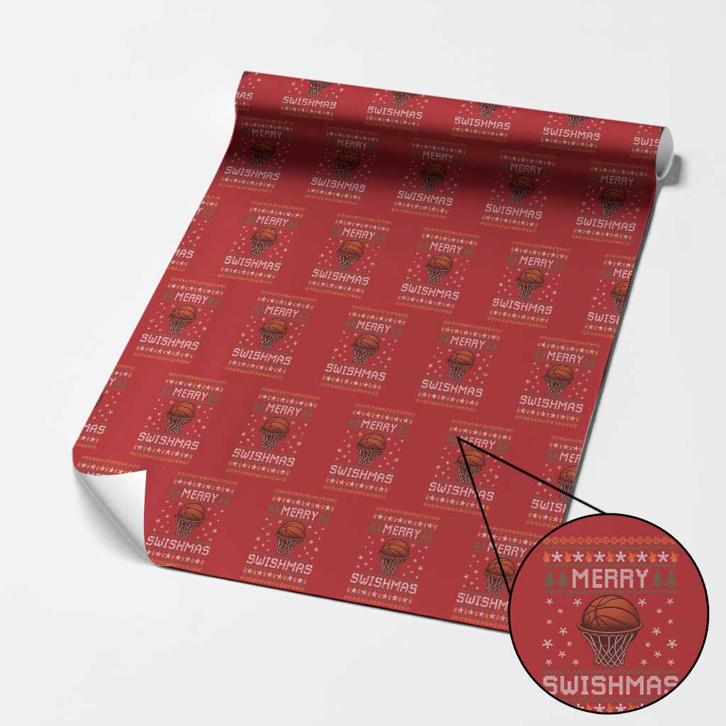 Funny Christmas Basketball Wrapping Paper Roll Merry Swishmas Ugly Xmas Swish Technique - Wonder Print Shop