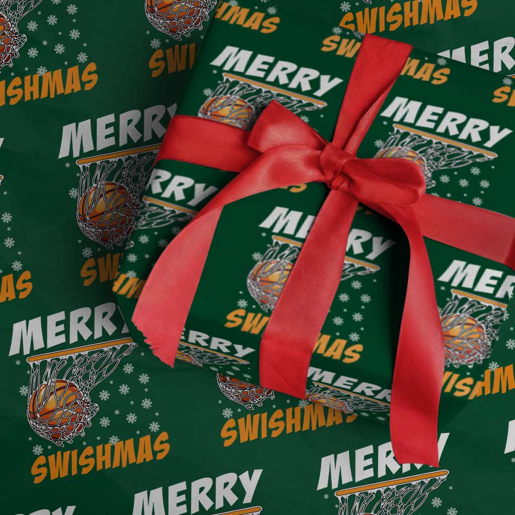 Funny Christmas Basketball Wrapping Paper Roll Merry Swishmas Xmas Swish Technique - Wonder Print Shop