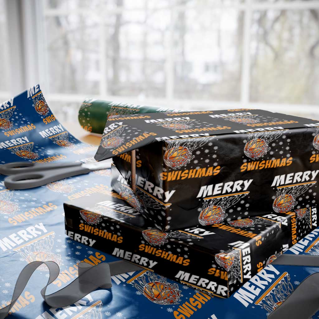Funny Christmas Basketball Wrapping Paper Roll Merry Swishmas Xmas Swish Technique - Wonder Print Shop