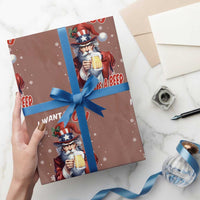Funny Christmas Beer Wrapping Paper Roll I Want You To Get Me A Beer Santa Uncle Sam - Wonder Print Shop
