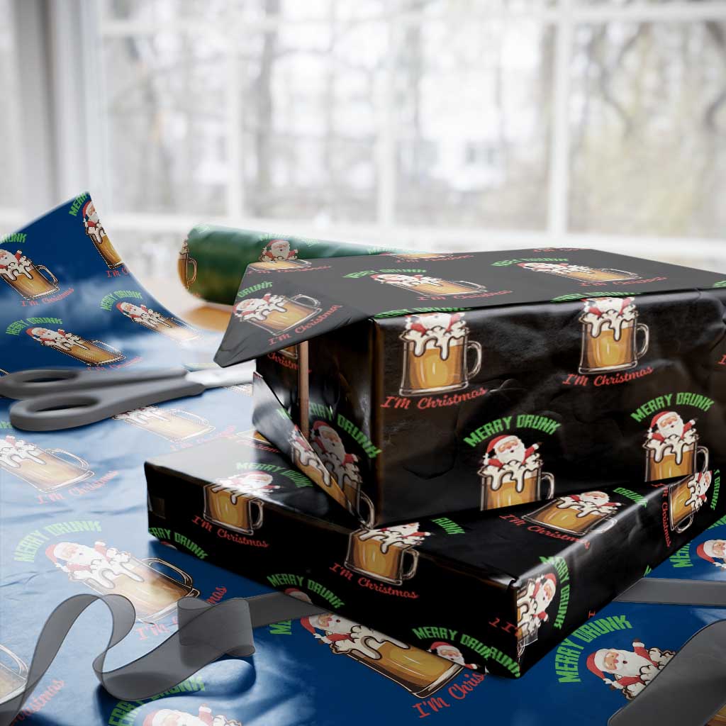 Funny Christmas Beer Wrapping Paper Roll Merry Drunk I'm Xmas Wasted Santa - Wonder Print Shop