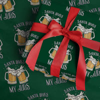 Funny Christmas Beers Couple Wrapping Paper Roll Santa Loves My Jugs Beers Drinker - Wonder Print Shop