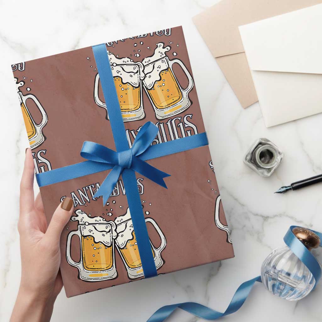 Funny Christmas Beers Couple Wrapping Paper Roll Santa Loves My Jugs Beers Drinker - Wonder Print Shop