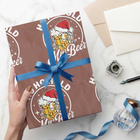 Funny Christmas Beers Wrapping Paper Roll Ho Ho Hold My Beer Vintage Mug Santa Hat - Wonder Print Shop