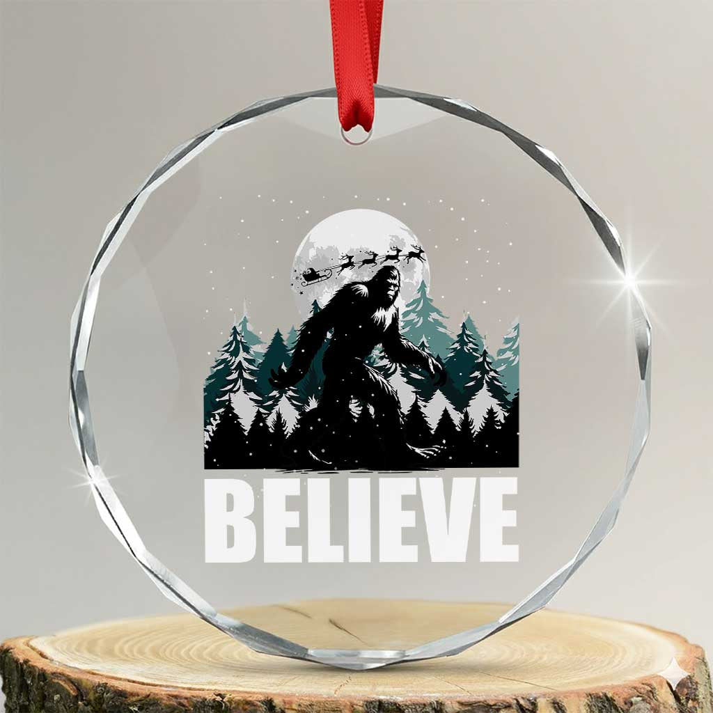 Funny Christmas Bigfoot Crystal Glass Ornament Believe Santa Sasquatch Snow TS11