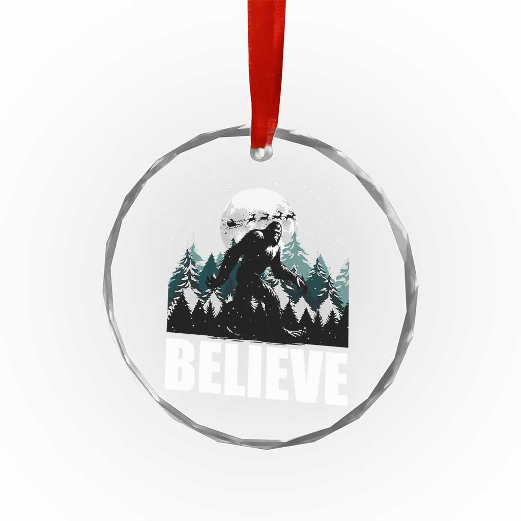 Funny Christmas Bigfoot Crystal Glass Ornament Believe Santa Sasquatch Snow - Wonder Print Shop