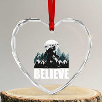 Funny Christmas Bigfoot Heart Crystal Glass Ornament Believe Santa Sasquatch Snow - Wonder Print Shop