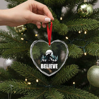 Funny Christmas Bigfoot Heart Crystal Glass Ornament Believe Santa Sasquatch Snow - Wonder Print Shop