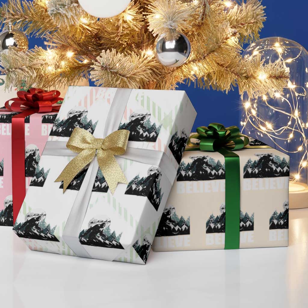 Funny Christmas Bigfoot Wrapping Paper Roll Believe Santa Sasquatch Snow - Wonder Print Shop