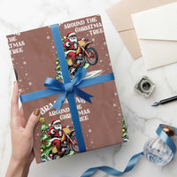 Funny Christmas Biker Wrapping Paper Roll Braaaaping Around The Christmas Tree Dirt Bike Santa - Wonder Print Shop