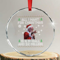 Funny Christmas Billy Meme Crystal Glass Ornament A 8 Ball and 2 Million Dollars Baby Uncle in Santa Suit - Wonder Print Shop