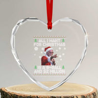 Funny Christmas Billy Meme Heart Crystal Glass Ornament A 8 Ball and 2 Million Dollars Baby Uncle in Santa Suit - Wonder Print Shop