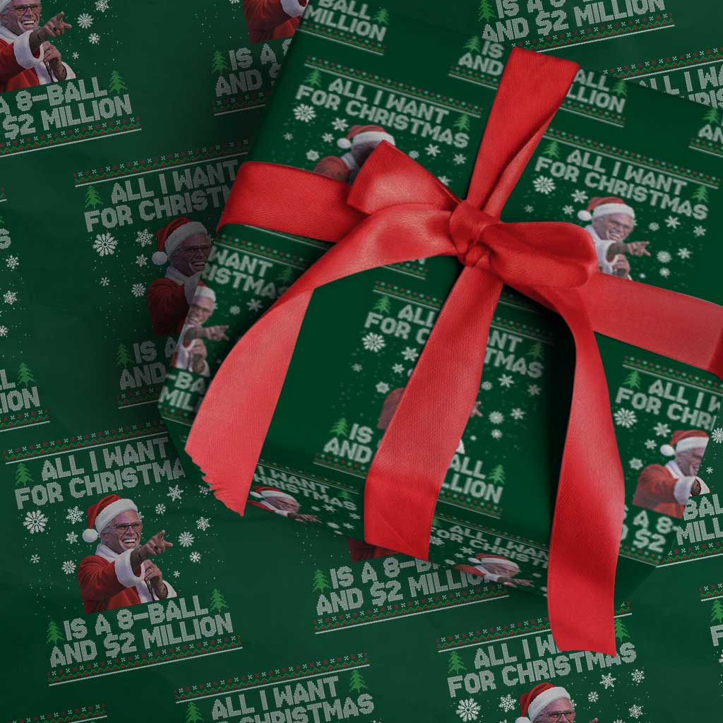 Funny Christmas Billy Meme Wrapping Paper Roll A 8 Ball and 2 Million Dollars Baby Uncle in Santa Suit - Wonder Print Shop