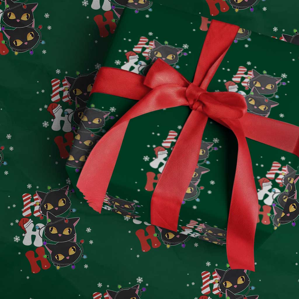 Funny Christmas Black Cat Triple Ho Wrapping Paper Roll - Wonder Print Shop
