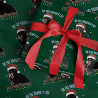 Funny Christmas Black Cat Wrapping Paper Roll On The Naughty List And I Regret Nothing Candy Cane - Wonder Print Shop