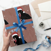 Funny Christmas Black Cat Wrapping Paper Roll On The Naughty List And I Regret Nothing Candy Cane - Wonder Print Shop