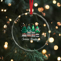 Funny Christmas Book Crystal Glass Ornament Season Readings Xmas Tree Bookworm Teacher Librarian - Wonder Print Shop