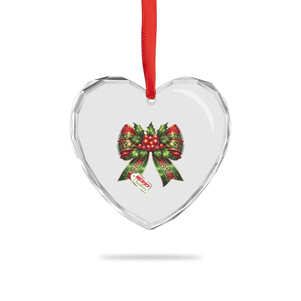 Funny Christmas Bow Present Costume Heart Crystal Glass Ornament - Wonder Print Shop